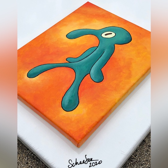 Squidward Bold and Brash - Hand Crafted Painting - Cartoon Wall Decor - Art - Picture 2 of 3